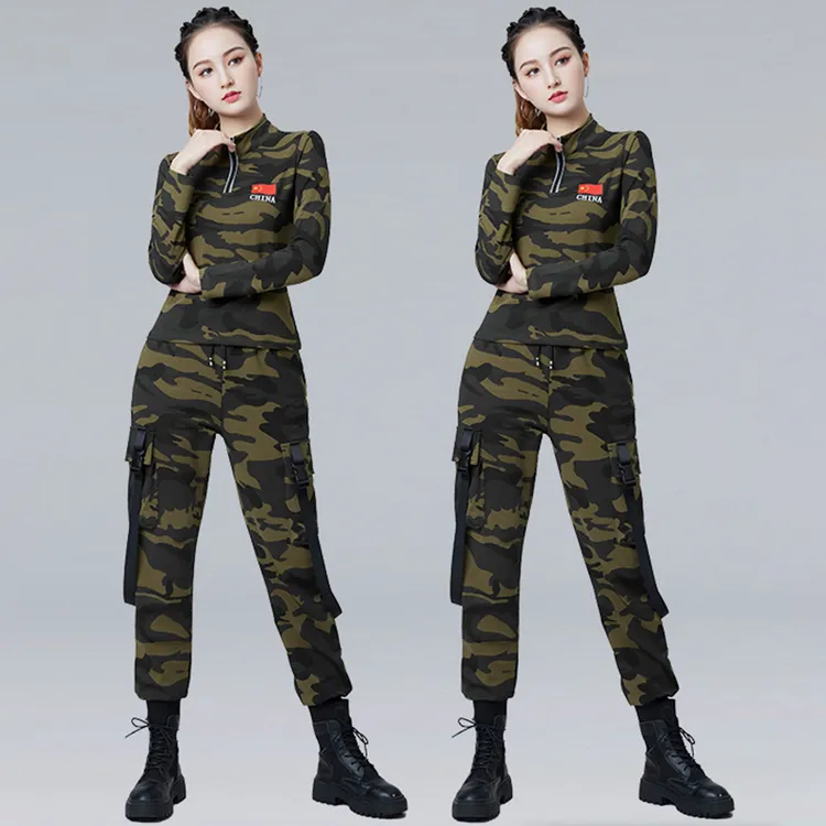 广场舞服装水兵舞跳舞服装女曳步舞迷彩团体舞台演出服跳舞服YZW