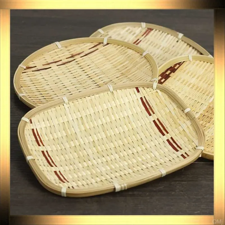 竹制品酒店农家乐装竹编果盘竹托盘特色头手工簸箕青竹层小餐盘