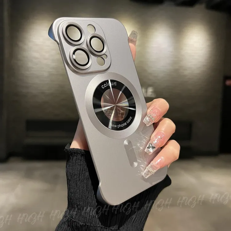 高级感适用苹果14promax裸机手感无边框iPhone15漏标磁吸13个性
