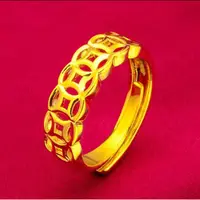 合金戒指 女士时尚饰品金色气质百搭可调节戒指YX101455