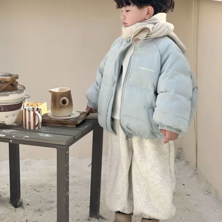 儿童麂皮绒棉衣新款男童韩版潮流冬季加厚保暖宝宝面包服外套FY