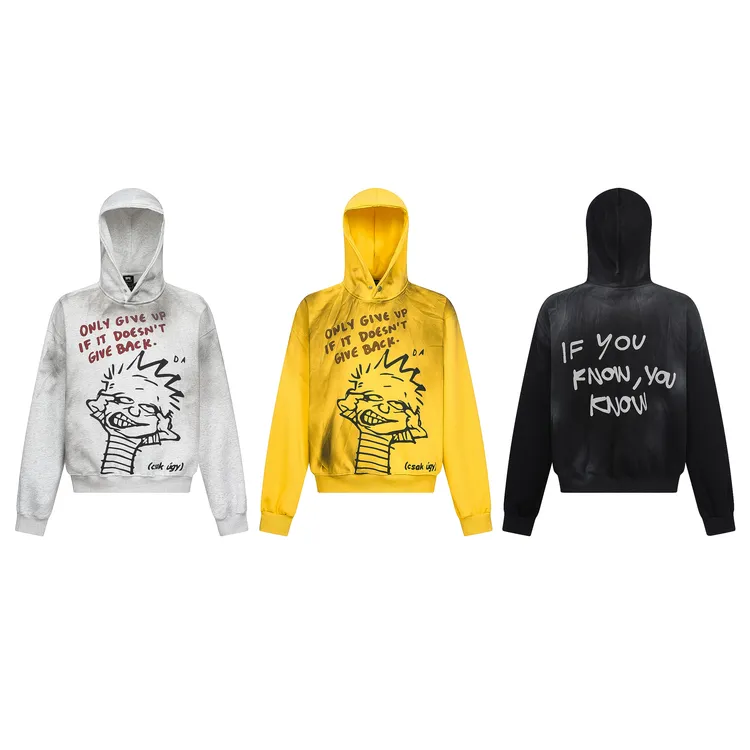 Onelike新款ins美式复古410g重磅宽松oversize时尚连帽加绒卫衣