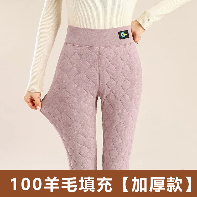 内穿冬季修身显瘦加绒校服神器打底裤子加厚保暖裤大码高腰棉裤女