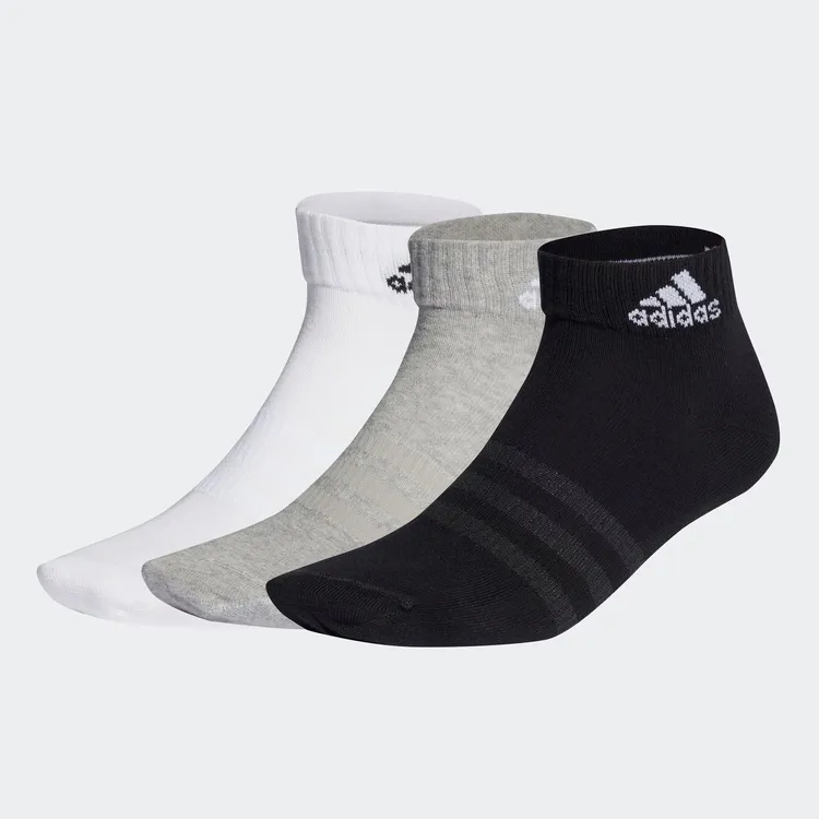 adidas/阿迪达斯运动短袜黑白灰3双装 学生袜 混纺面料 透气吸汗