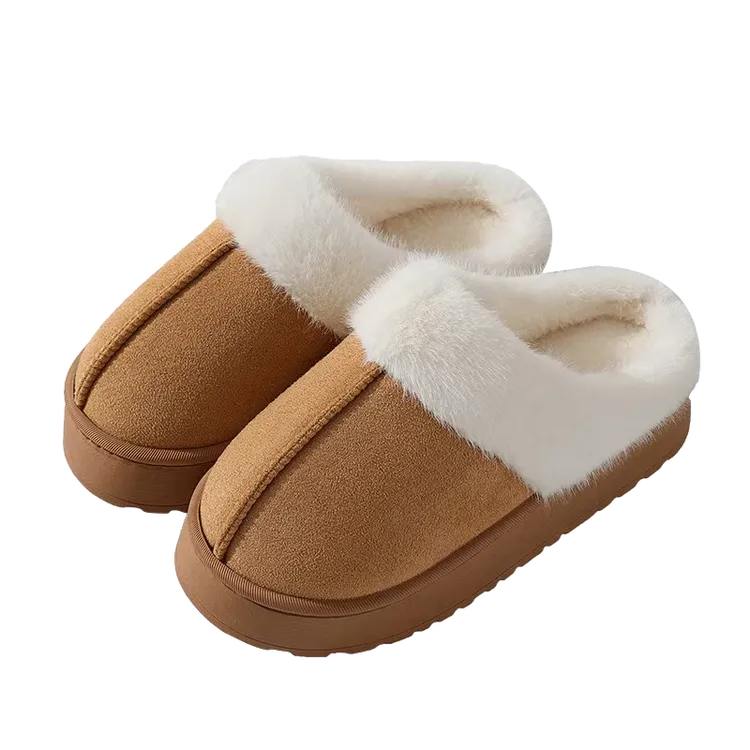 棉拖鞋女冬季外穿新款棉拖鞋厚底保暖雪地靴拖鞋居家包跟毛毛拖鞋