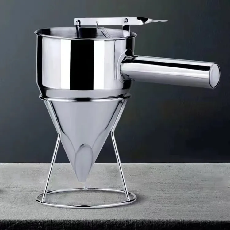 不锈钢漏斗面糊分离器厨师手持淋汁器章鱼小丸子工具