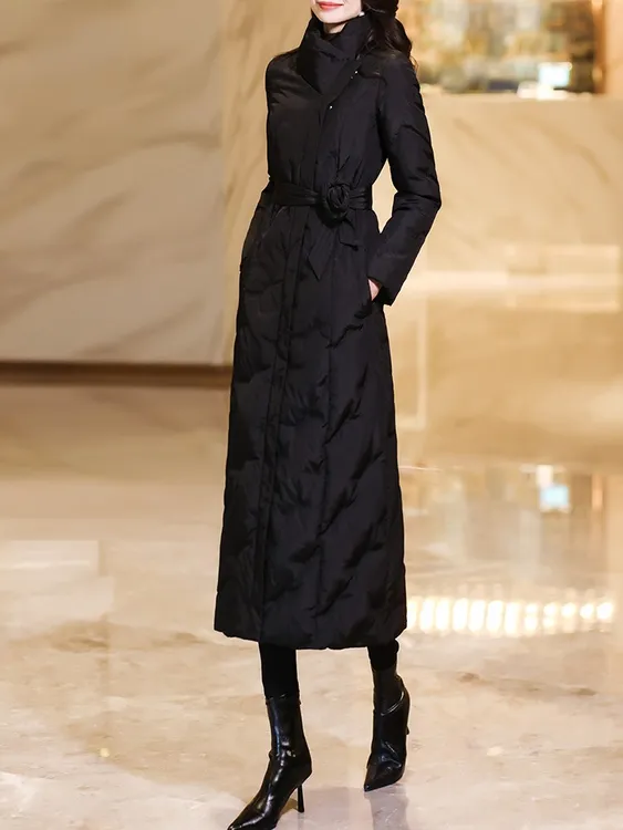 爆款棉服女长款2025年新款冬季韩版长款过膝时尚显瘦收腰流行外套