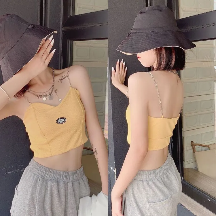 夏季辣妹多巴胺穿搭吊带美背性感外穿内搭百搭字母青春流行韩版