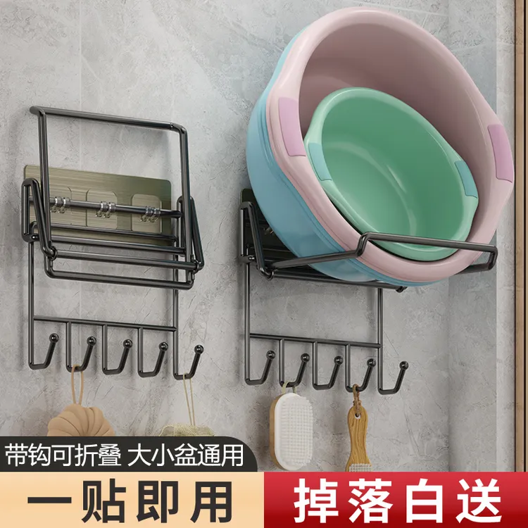不锈钢免钉挂钩墙上脸盆挂钩浴室免打孔多功能厨房宿舍重物挂钩