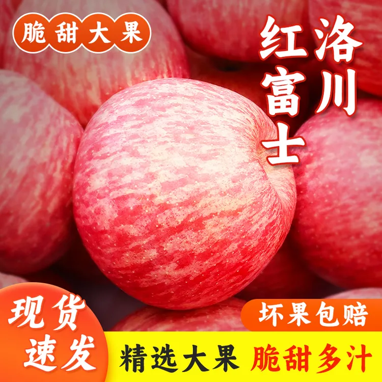 【坏果包赔】正宗洛川红富士苹果带箱5斤皮薄肉厚脆甜多汁产地直发