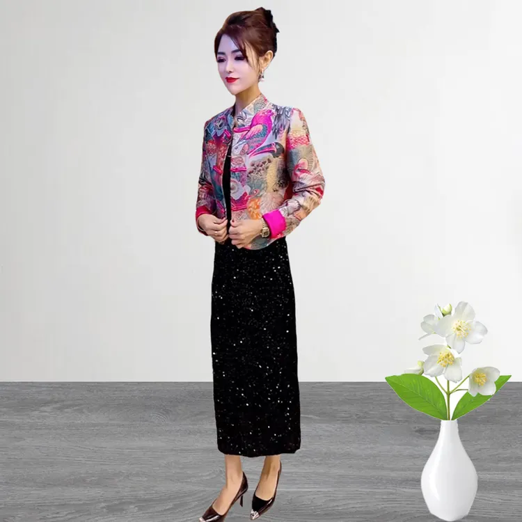 8846 时尚洋气新中式外套2025春季新款时尚洋气国风复古盘扣上衣