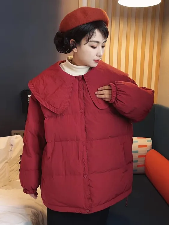 加大码羽绒服女200斤韩版胖mm2024冬新款宽松休闲外套百搭时尚