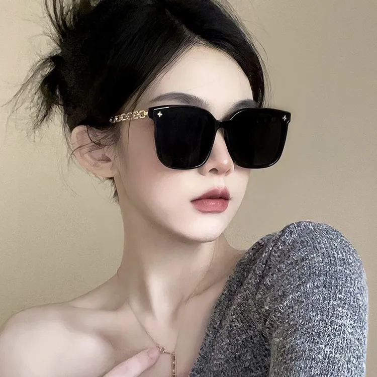 2025新款墨镜女高级感ins网红款防晒太阳镜圆脸显瘦大框墨镜