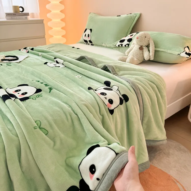 牛奶绒毛毯加绒厚床单冬季珊瑚绒盖毯学生宿舍办公室午睡毯子毛绒