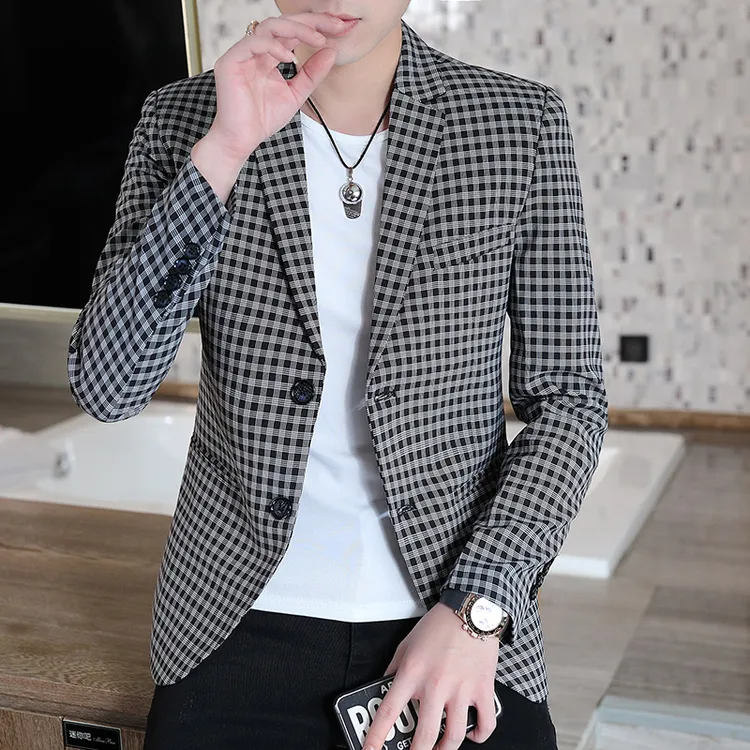 春秋季休闲西服男士帅气韩版修身便服单西潮流小西装外套男2036