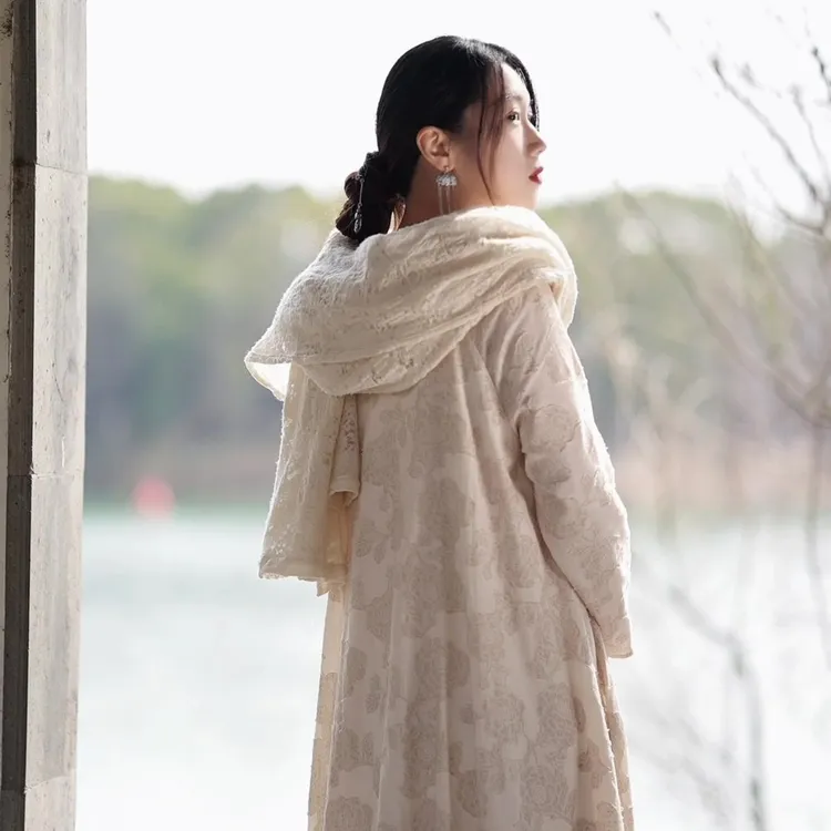 【一窗花开】春天仙女裙宽松显瘦减龄棉麻女装文艺手工提花连衣裙