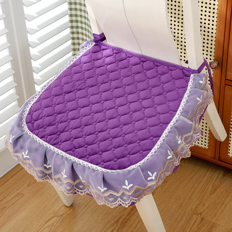 加棉家用餐椅垫防滑餐桌椅坐垫靠背椅子垫子夹棉亚麻毛绒简约座垫