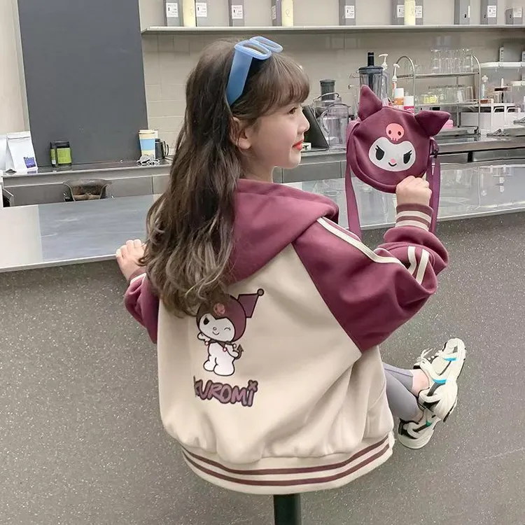 女童外套春秋装2025新款洋气女孩网红上衣儿童库洛米棒球服帽衫