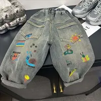 男女童2025卡通新款百搭宽松中小童春秋款时尚炫酷潮流牛仔裤韩版