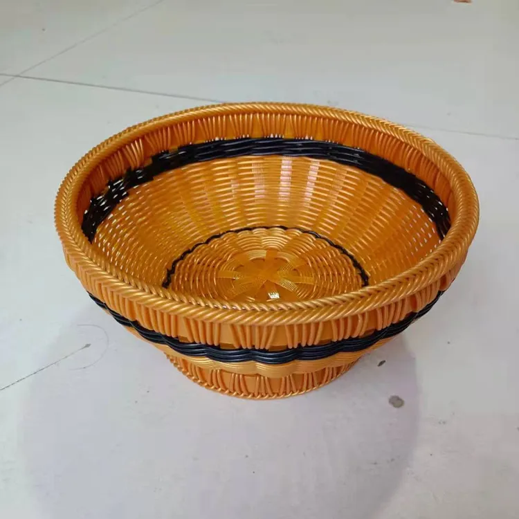 【文达】赵姐手工编织  成品篮子 果盘  GHBZ藤条塑钢带编织材料
