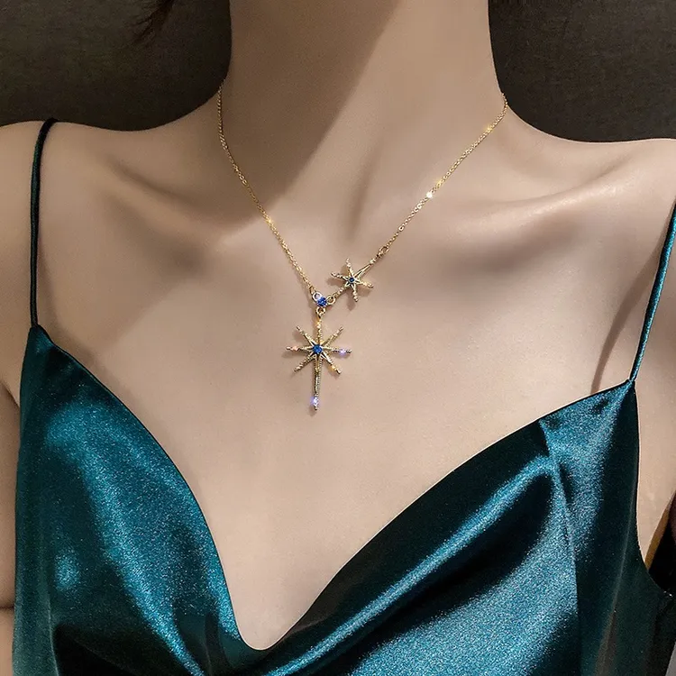钛钢项链 不掉色璀璨八芒星项链设计感小众百搭锁骨链女时尚饰品