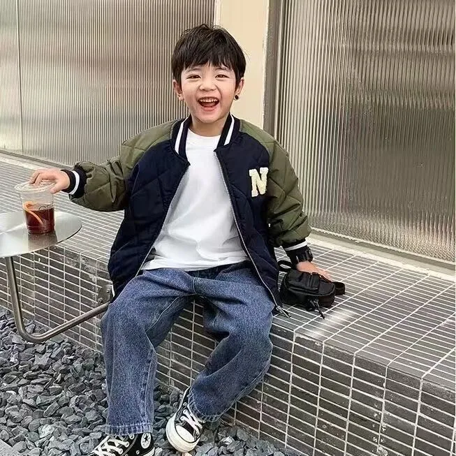 [现货现发]男童冬装加棉外套2025新款中大儿童棉袄洋气棒球服棉衣