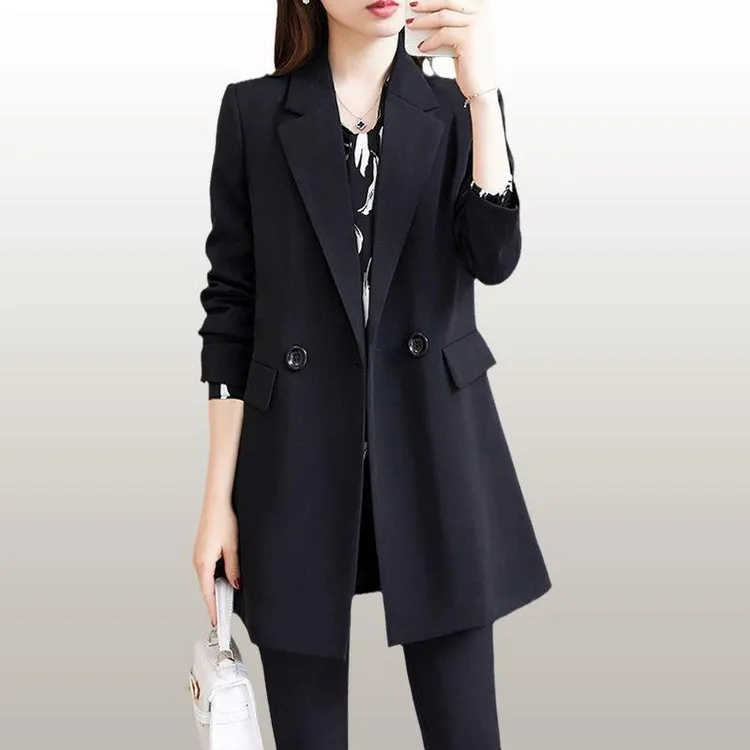 今年新款流行上衣女春秋外套大码职业装西装休闲时尚小西服中长款