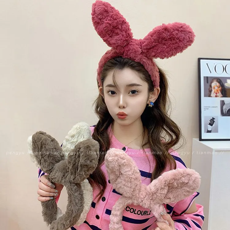 显脸小毛绒迪士尼兔耳朵发箍女高级感洋气时尚女款洗脸高颅顶头箍