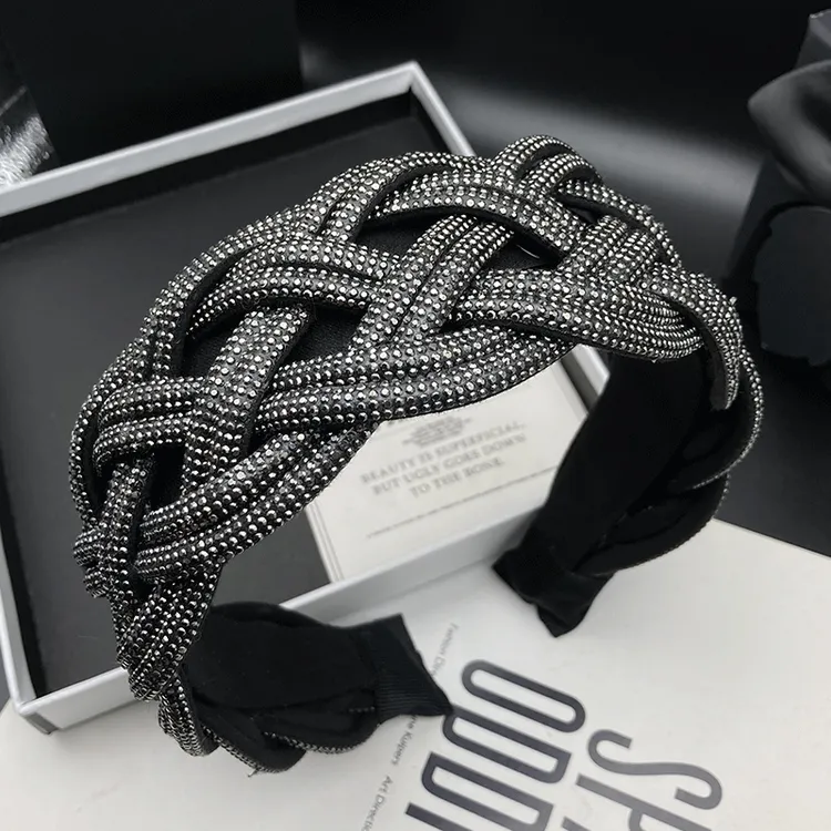 2025新款法式重工水钻宽边麻花辫发箍女高颅顶宽边头箍头饰发饰女