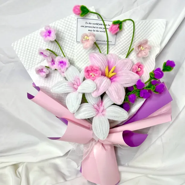 礼物花束成品扭扭棒郁金香玫瑰茉莉花手捧花束送闺蜜妈妈生日礼物