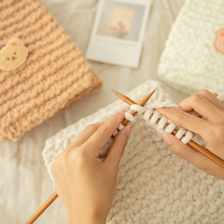 小熊围巾手工DIY冰条粗毛线自编织神器新手材料包送男朋友礼物