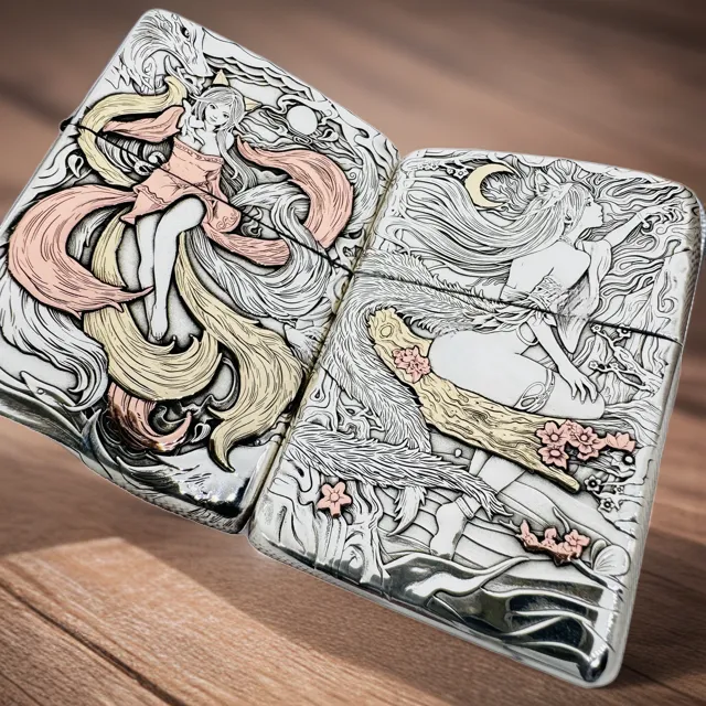 【银—心九&银狐】破法者作品—DIY雕刻盔甲机浮雕银打火机加厚防风