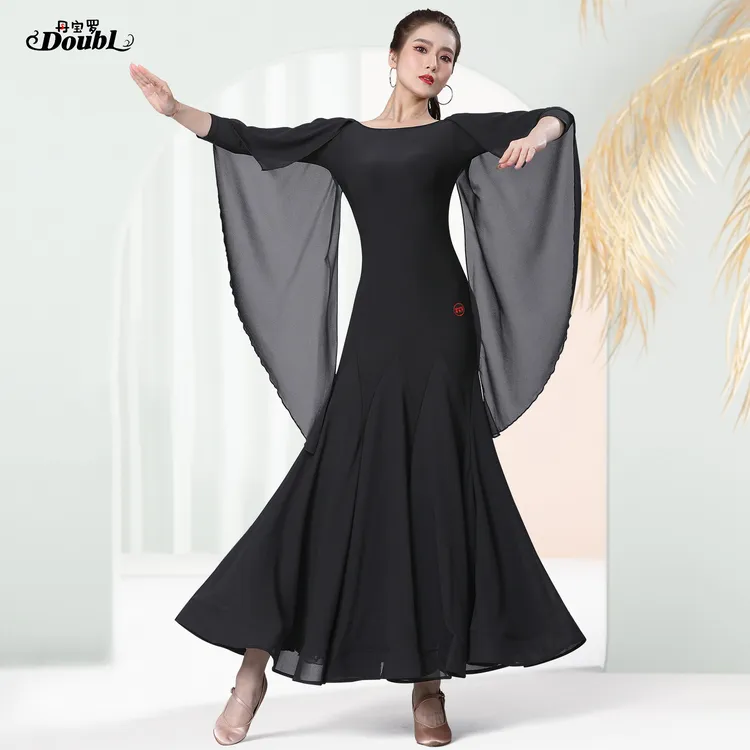 丹宝罗舞裙高端品牌舞蹈长裙华尔兹演出国标舞大摆裙交谊舞飘逸