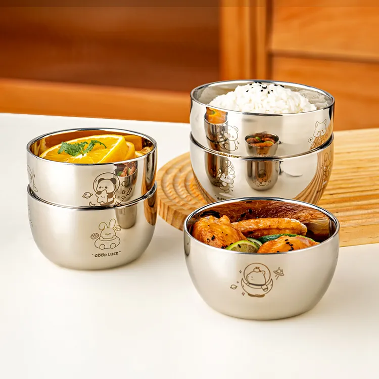 onlycook可爱卡通儿童碗316L不锈钢宝宝吃饭碗家用双层隔热防摔碗