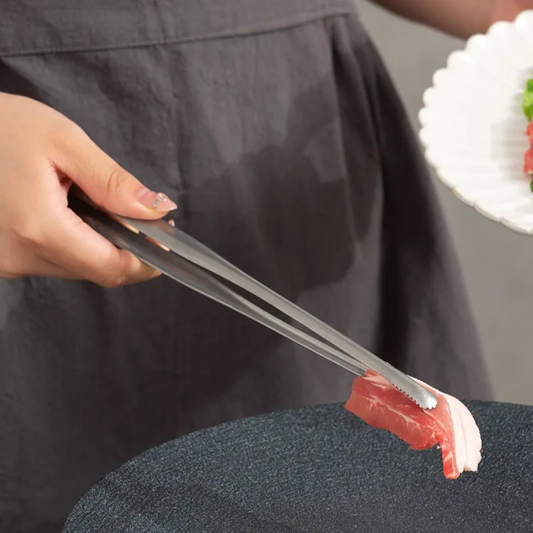 韩式烤肉夹304不锈钢食品夹烧烤夹自助餐防烫厨房夹菜煎牛排专用