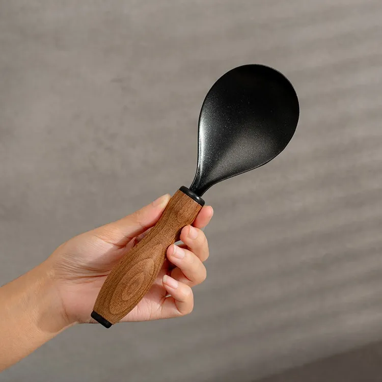 onlycook304不锈钢饭勺不粘可立盛饭勺子家用电饭煲饭铲子木柄