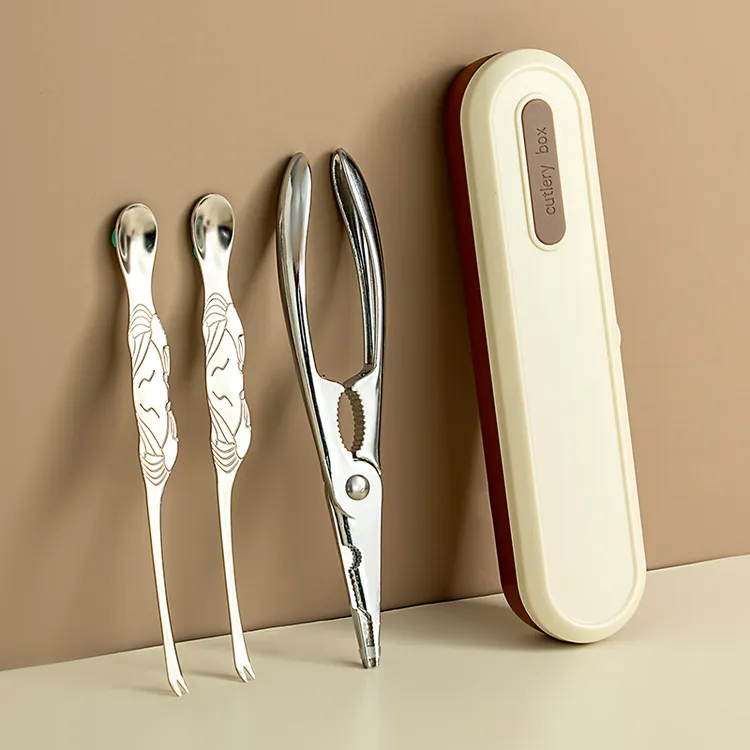 onlycook吃螃蟹专用工具 家用拆蟹吃蟹工具三件套不锈钢蟹钳蟹夹