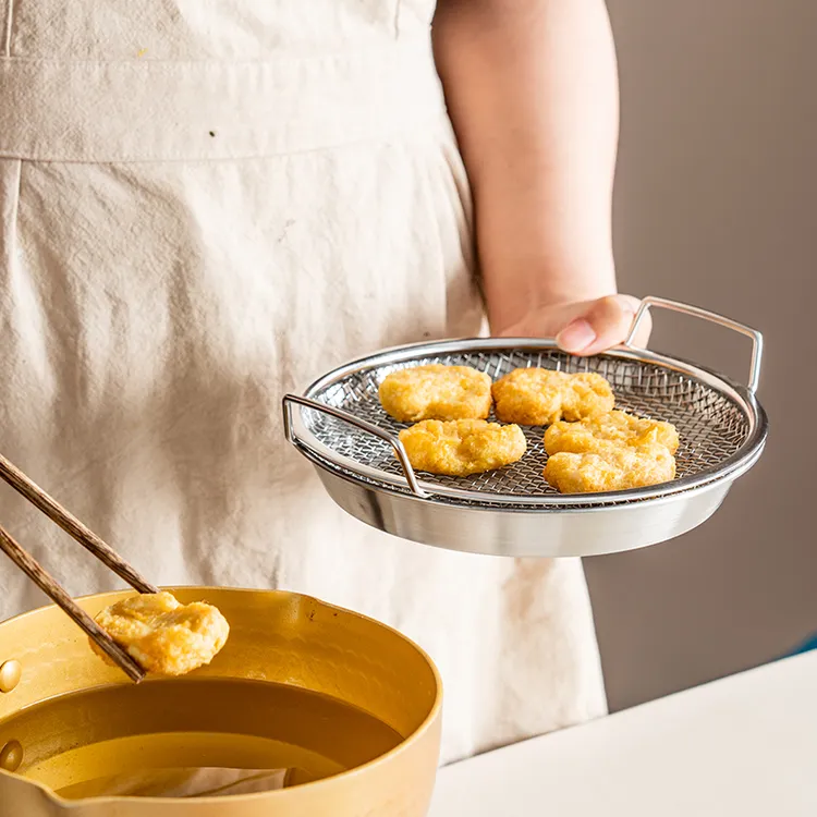 onlycook不锈钢沥水盘子双层漏油盘漏盘过滤油盘控油炸盘带过滤网