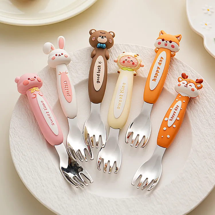 onlycook儿童水果叉316不锈钢甜品小叉子元宝叉家用牛排叉沙拉叉