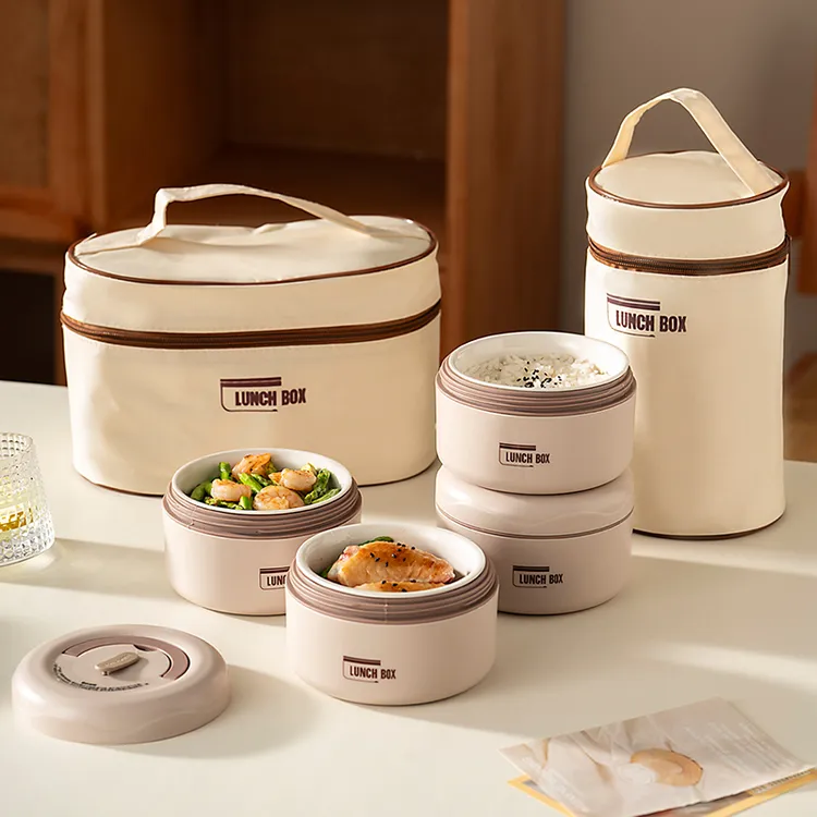 上班族陶瓷保温桶学生手提双层饭盒密封便当盒带盖提锅可微波炉