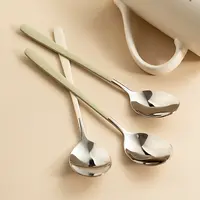 onlycook奶白色304不锈钢勺子家用吃饭汤勺汤匙韩式小调羹喝粥勺