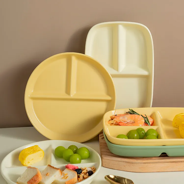 onlycook奶油色儿童分格餐盘陶瓷早餐盘子分隔饭盘家用减脂分餐盘