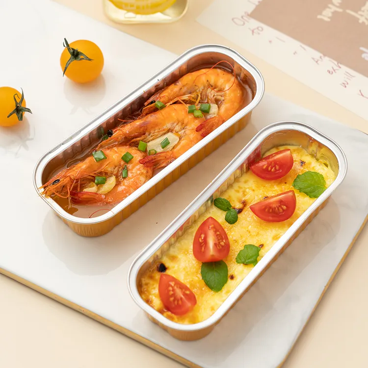 onlycook长方形锡纸盒烘焙锡纸碗烤箱锡纸盘空气炸锅烧烤用纸蒸蛋