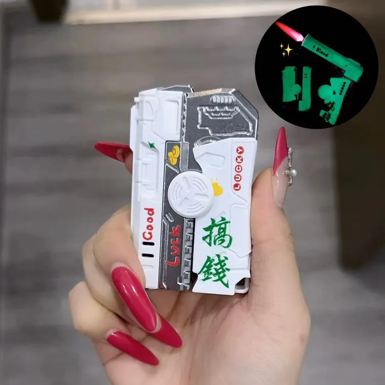 潮玩男士创意夜光折叠枪充气直冲打火机个性红焰打火机送男友礼物