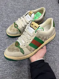 44码/95新/GUCCI Screener脏脏鞋 做旧款 绿尾 板鞋/0107
