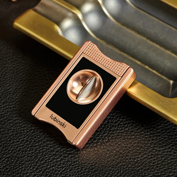 多功能雪茄剪刀V型切口带折叠烟托支架锌合金剪烟器便携雪茄剪