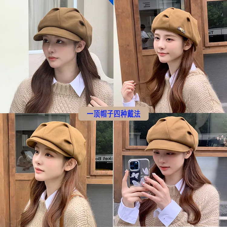 【一帽四戴】秋冬洋气贝雷帽女大头围显脸小鸭舌帽休闲百搭八角帽子