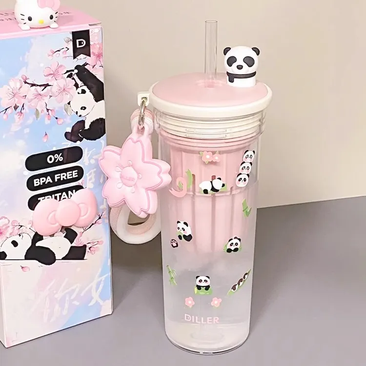 夏天吸管杯女生高颜值tritan水杯2025网红杯子大容量可便携泡茶杯