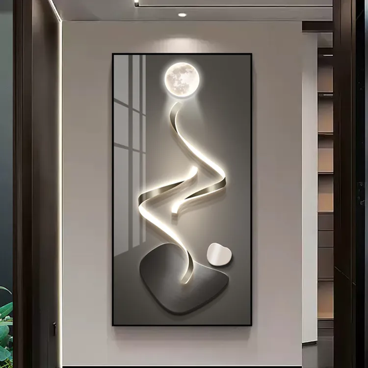 抽象石来运转玄关装饰画灯画走廊过道挂画高级感轻奢现代简约壁画