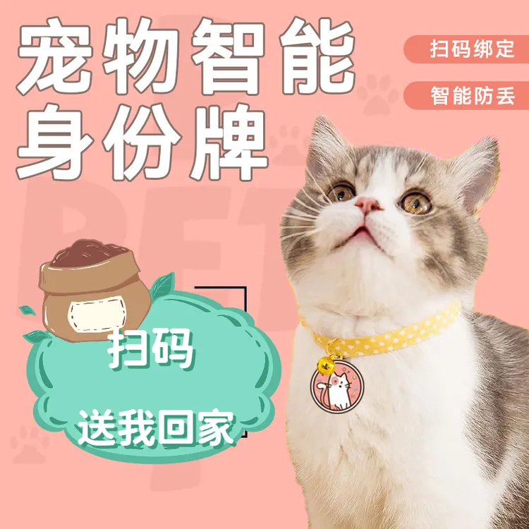 猫咪防走失吊牌非实时扫码定位狗狗防丢牌定位项圈通用猫咪定位器